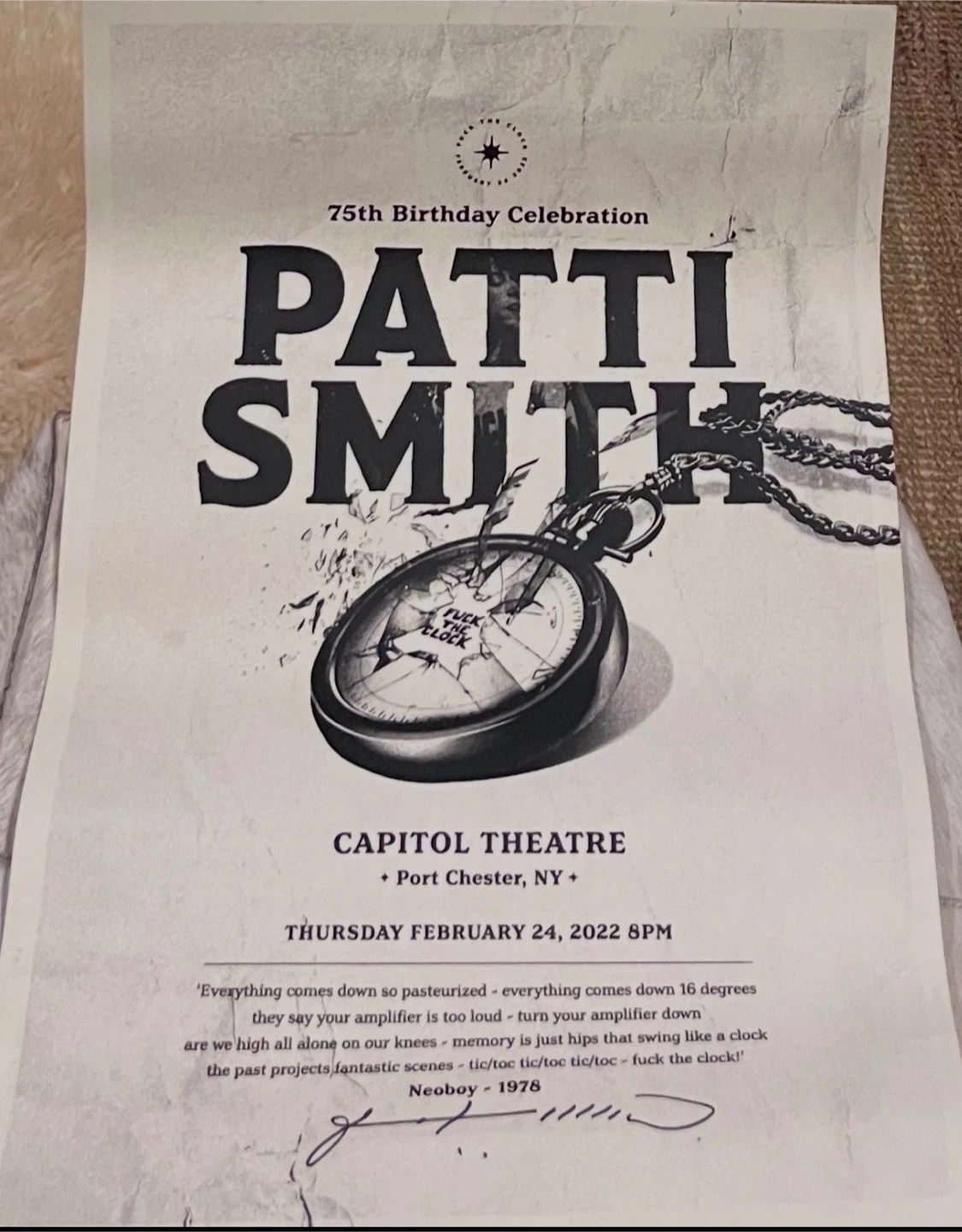 Patti Smith 75th Birthday Celebration Poster