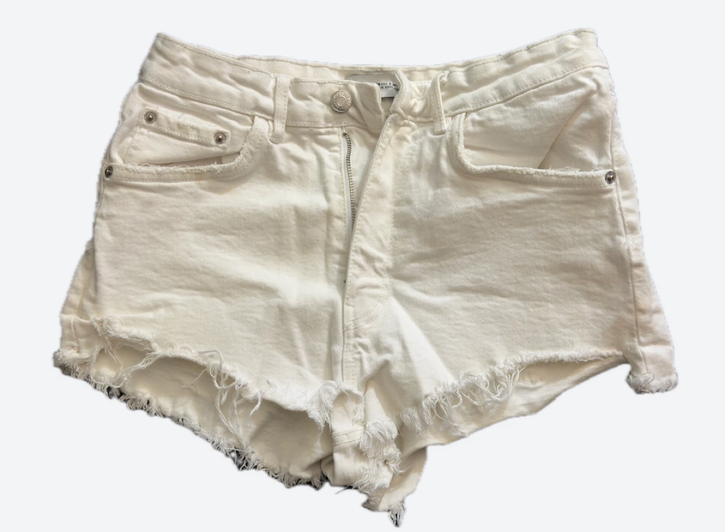 ZARA White Denim Cutoff Shorts Size 6