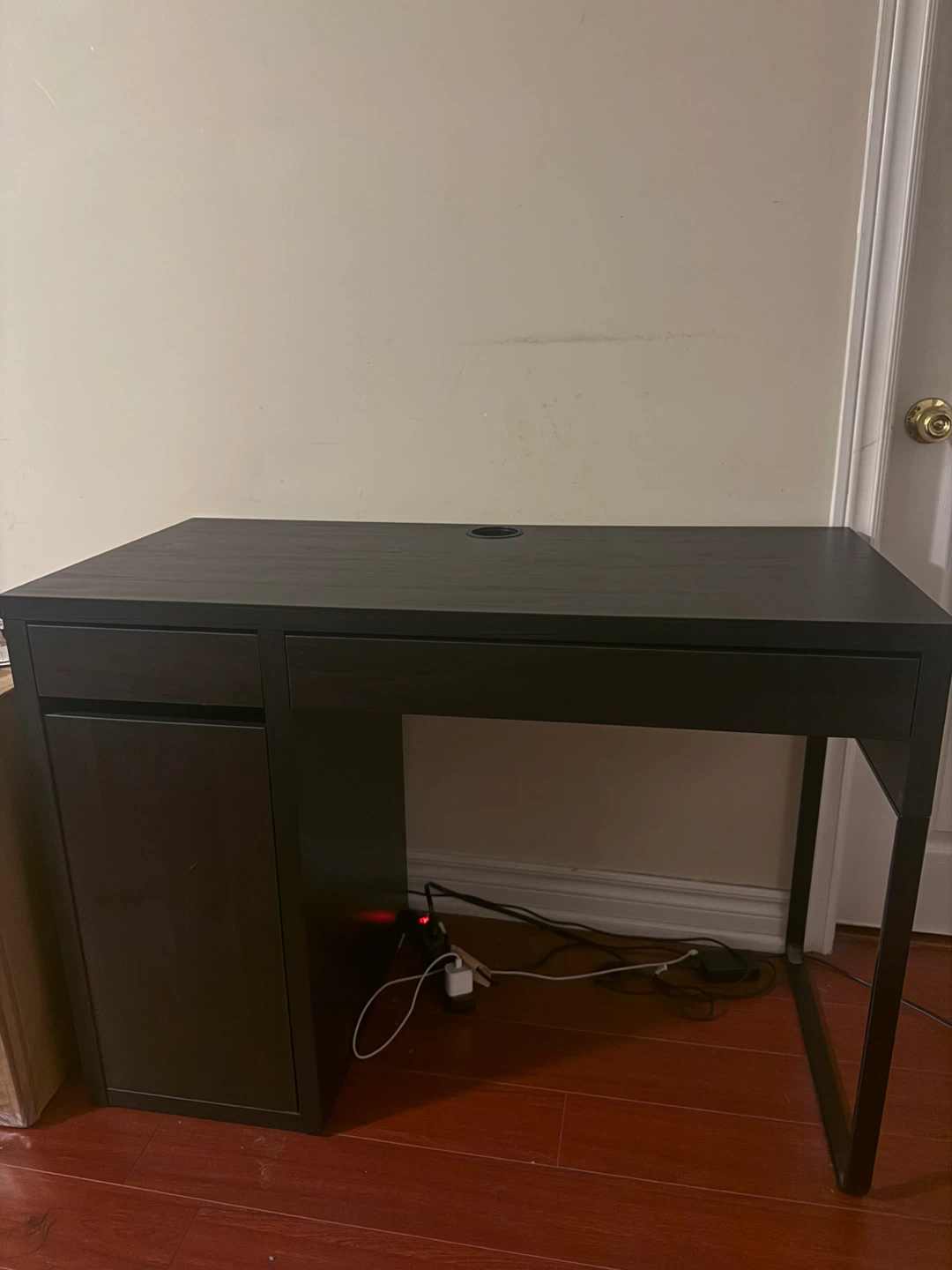 Dark brown Desk with Drawer and Cable Hole - photo 2
