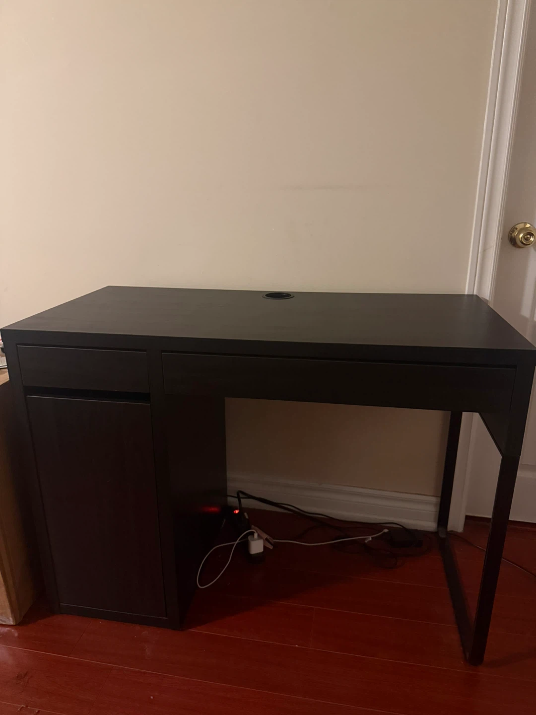 Dark brown Desk with Drawer and Cable Hole - photo 3