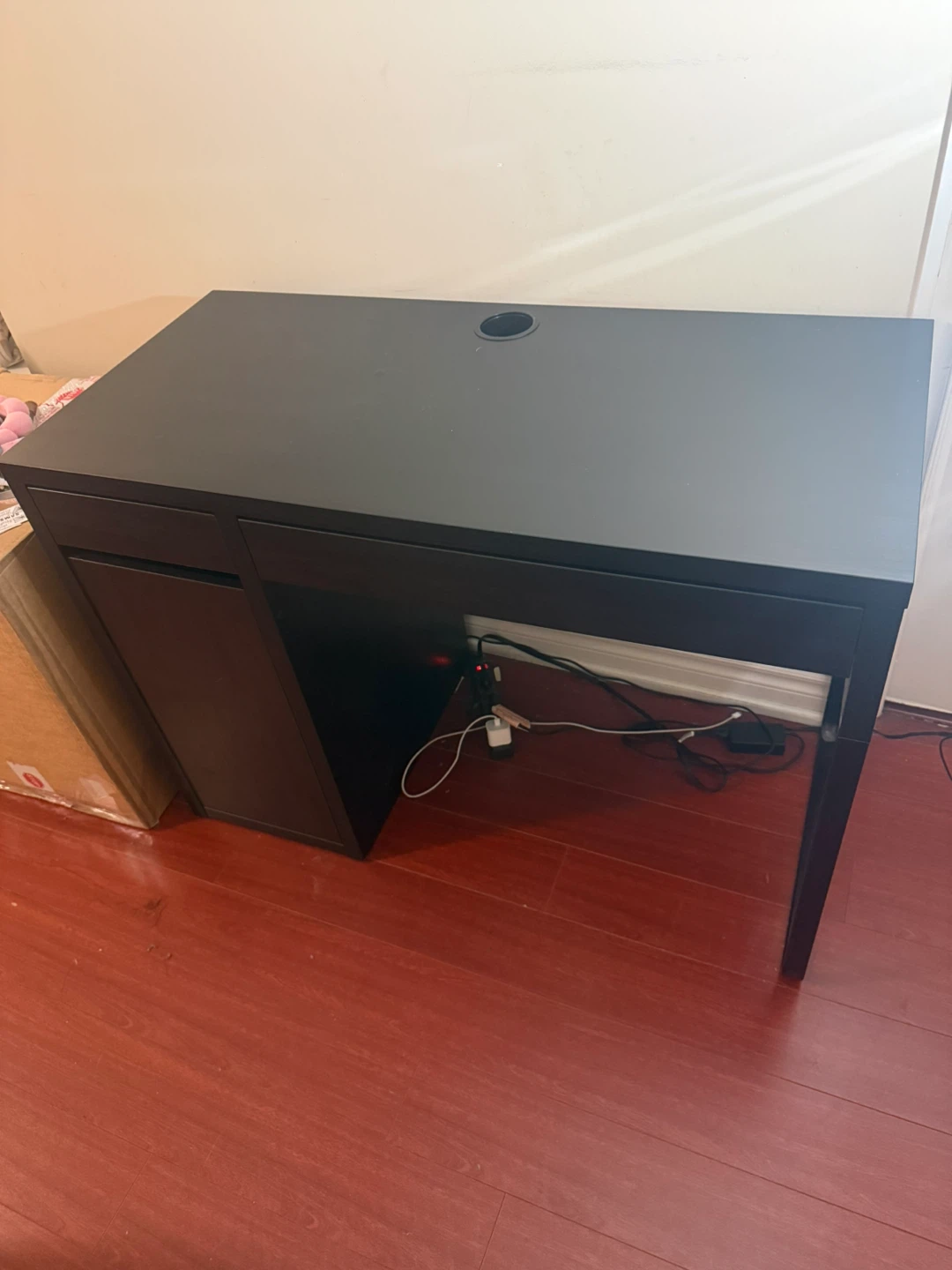 Dark brown Desk with Drawer and Cable Hole