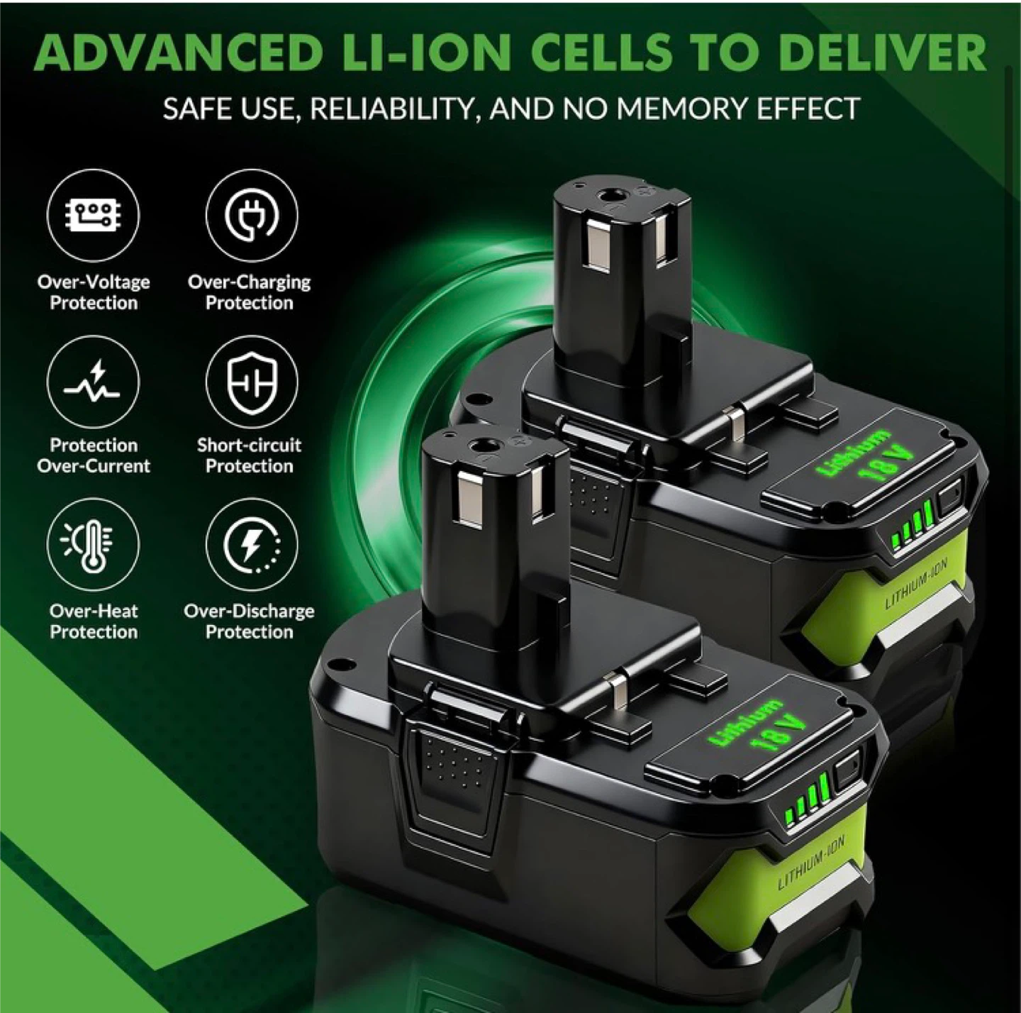 8.0Ah 18V Lithium-Ion Replacement Battery for Ryobi - photo 3