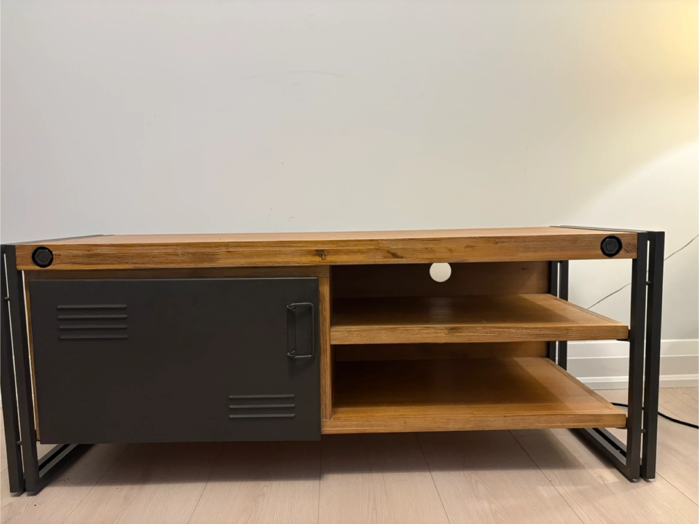 Industrial Style TV Stand with Black Metal - photo 3