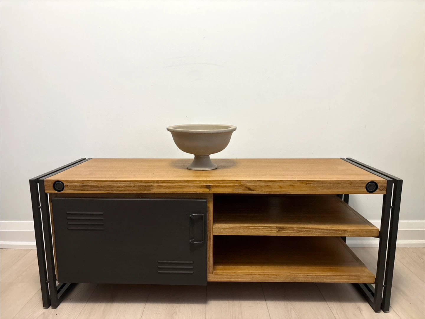 Industrial Style TV Stand with Black Metal - photo 2
