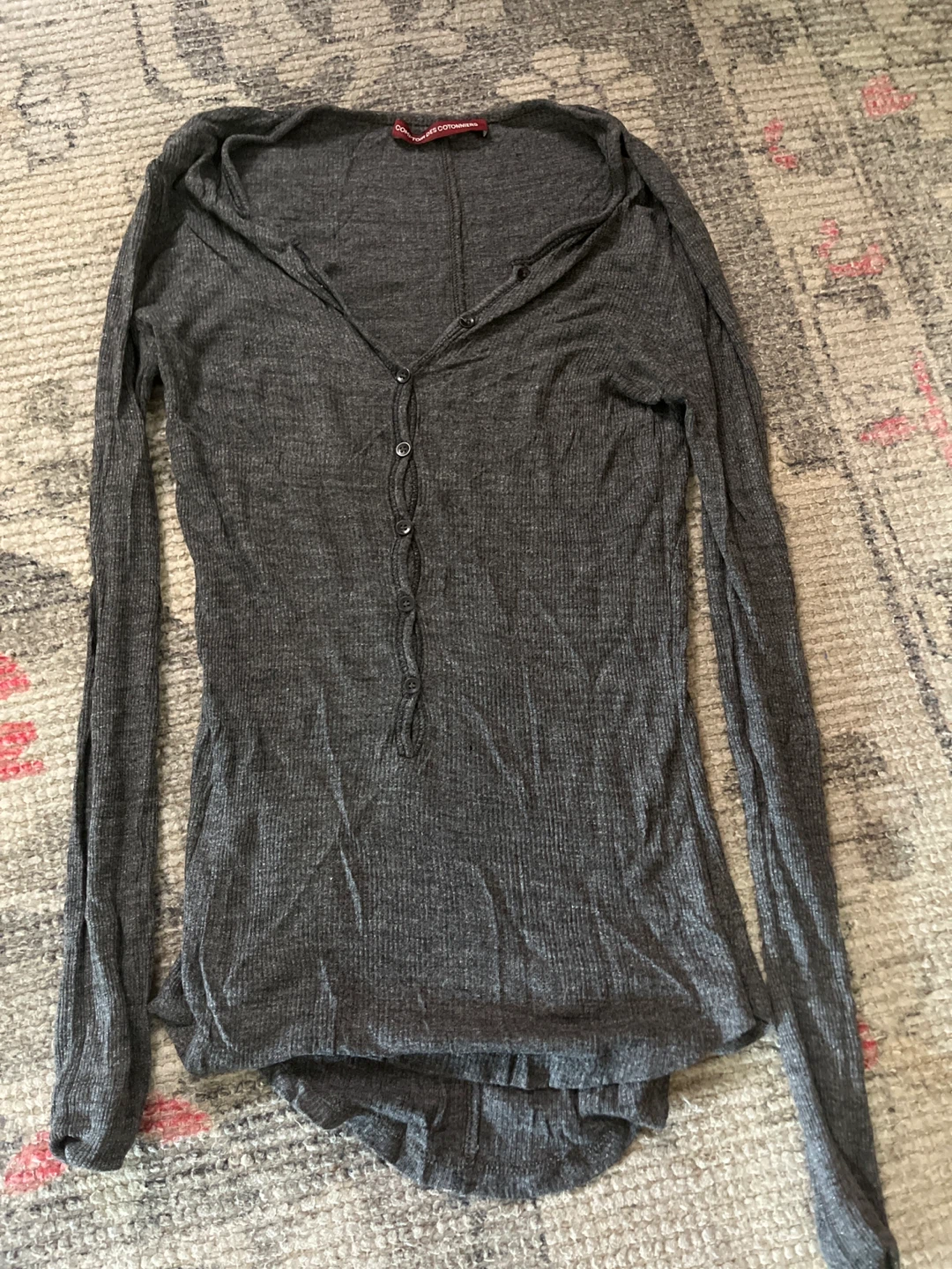 Comptoir des Cotonniers Grey Long Sleeve Henley Top