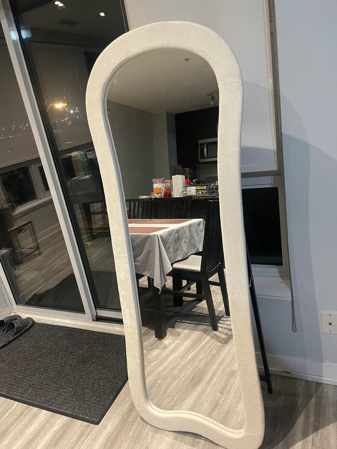 Cream Upholstered Full Length Mirror