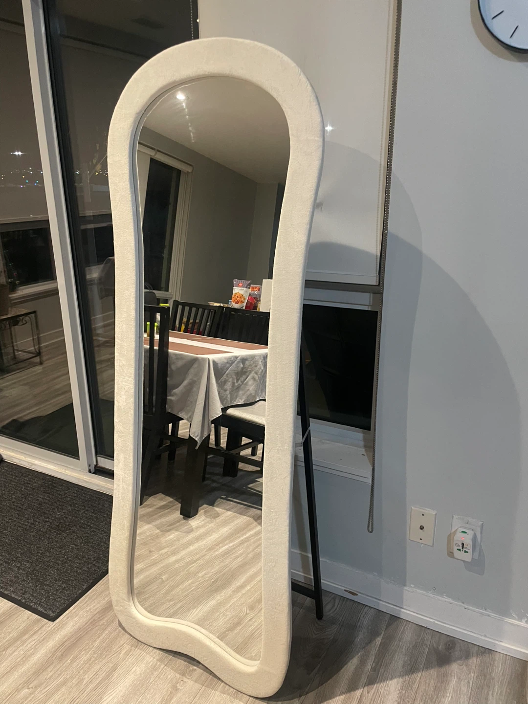 Cream Upholstered Full Length Mirror - photo 2