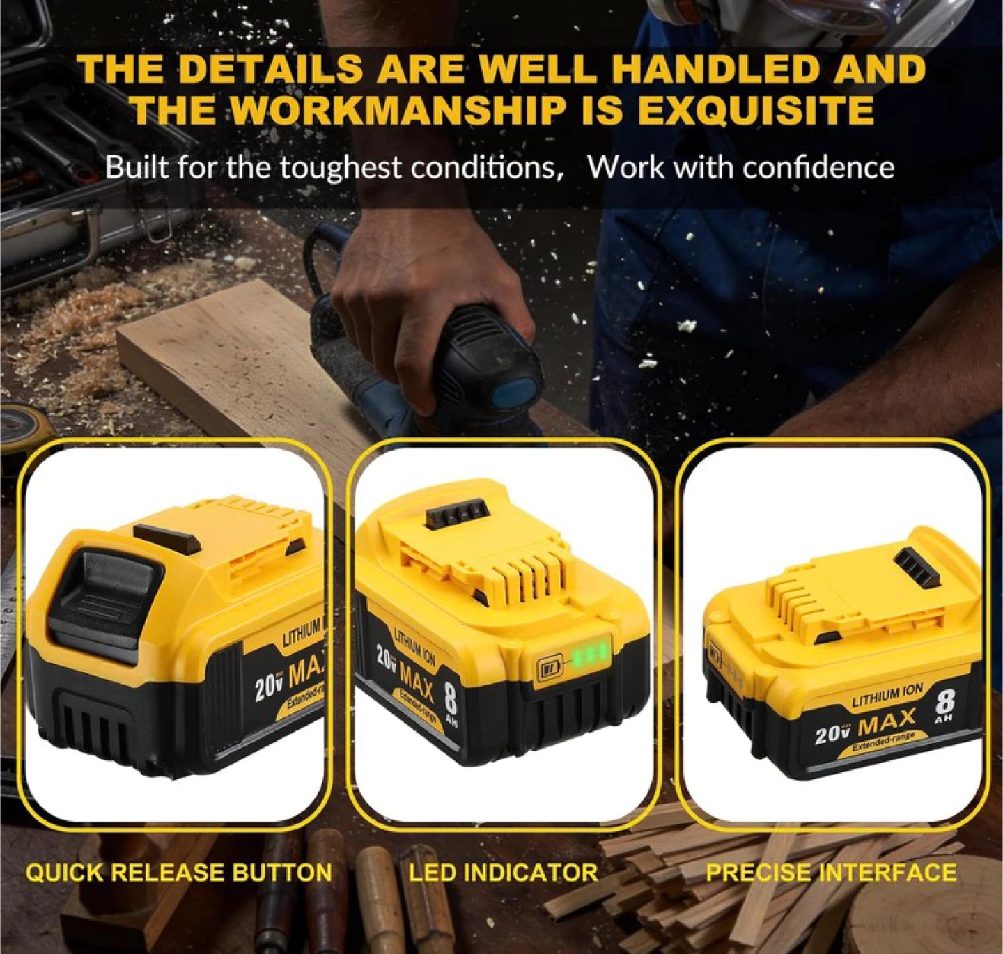 20V MAX 8Ah Lithium-Ion Replacement Battery for DeWalt - photo 4