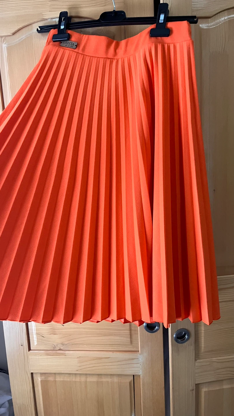 Gracia Pleated Midi Skirt - Orange - 65 cm long - photo 4