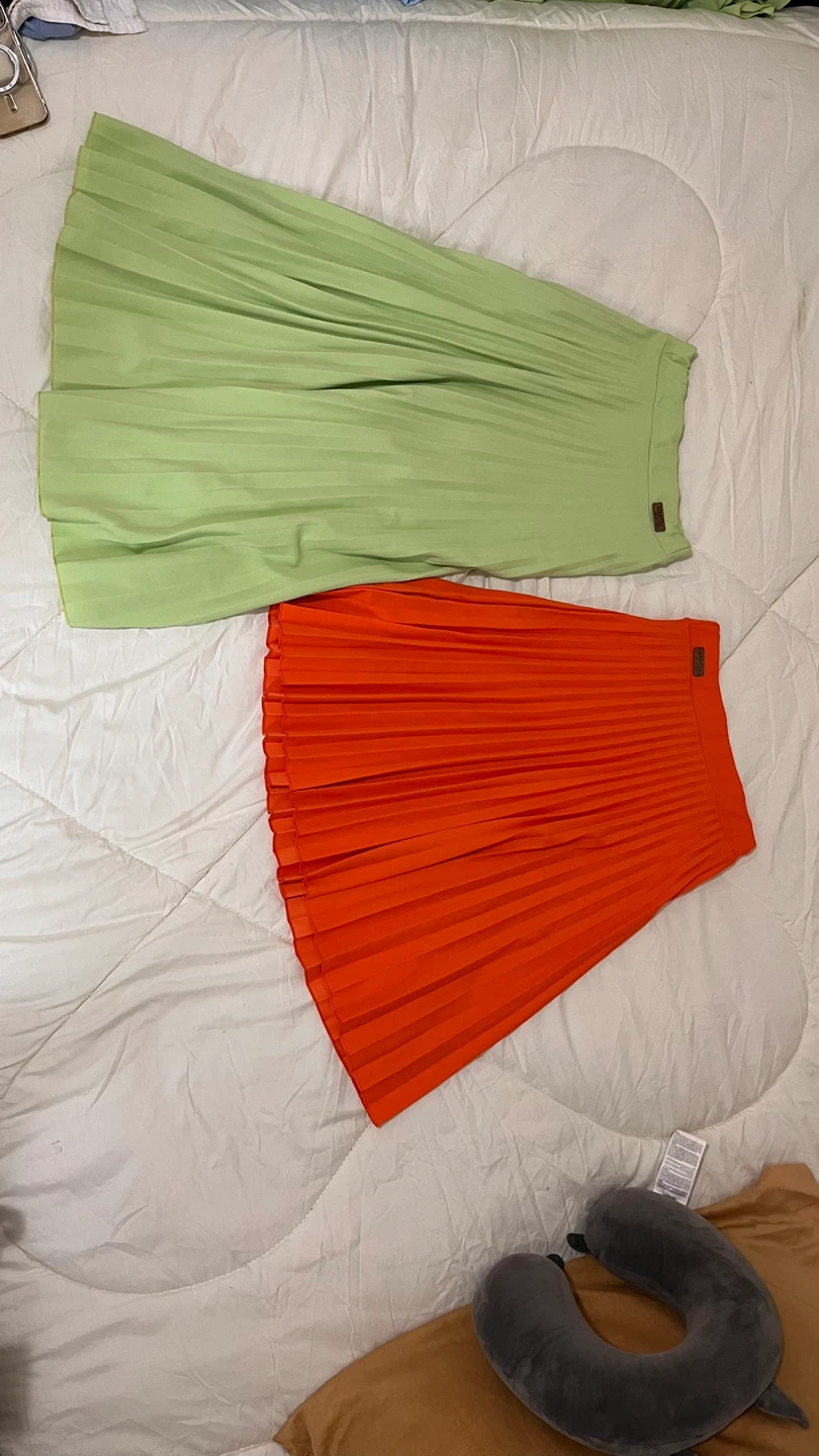 Gracia Pleated Midi Skirt - Orange - 65 cm long - photo 2