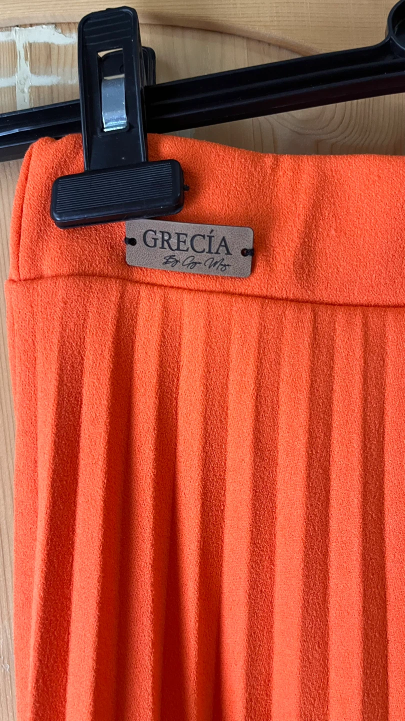 Gracia Pleated Midi Skirt - Orange - 65 cm long - photo 3