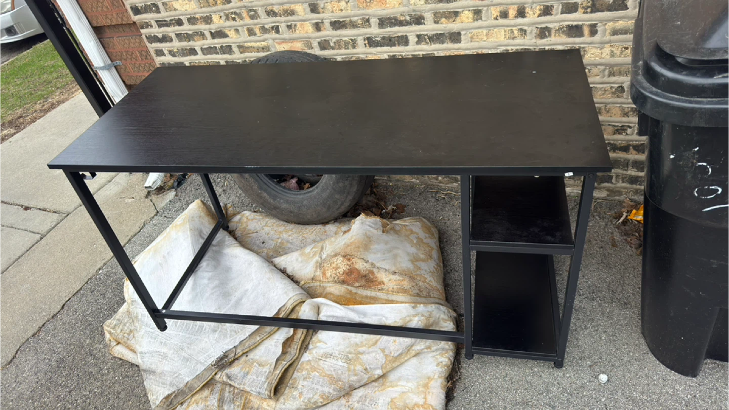 Black Simple Desk with Shelves