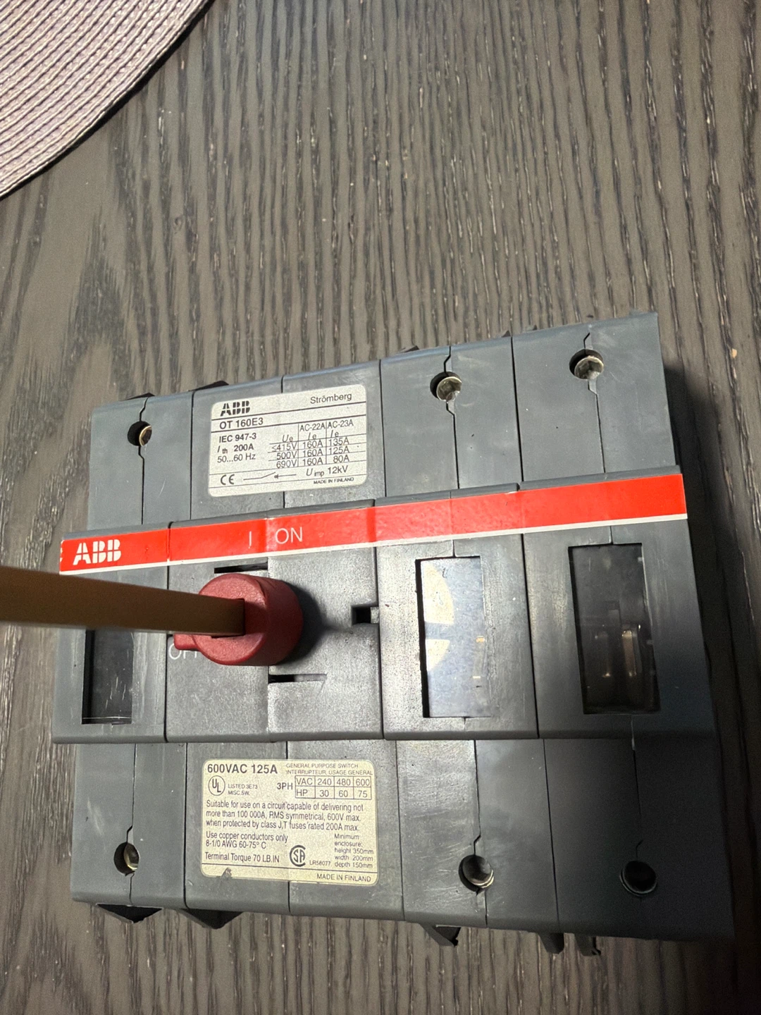 ABB Stromberg 600VAC 125A Circuit Breaker