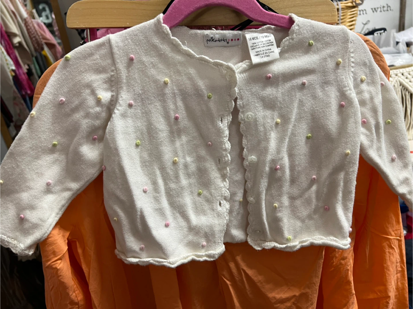 Polka Tots white embroidered cardigan - 18 months