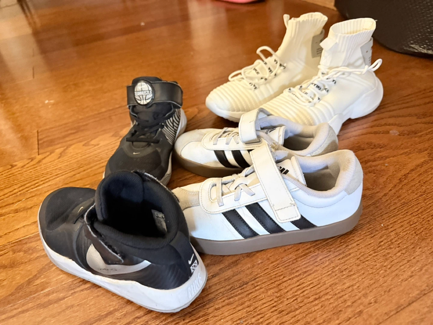 Bundle of Kids' Shoes: Nike, Adidas, and White Sock Sneakers
