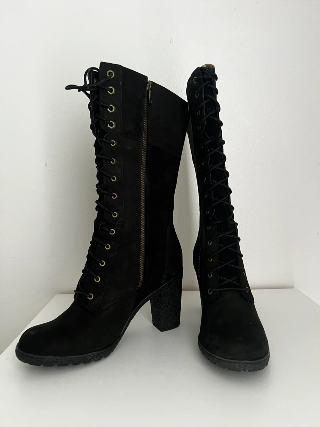 Timberland Black Suede Lace Up Heel Boots - photo 2