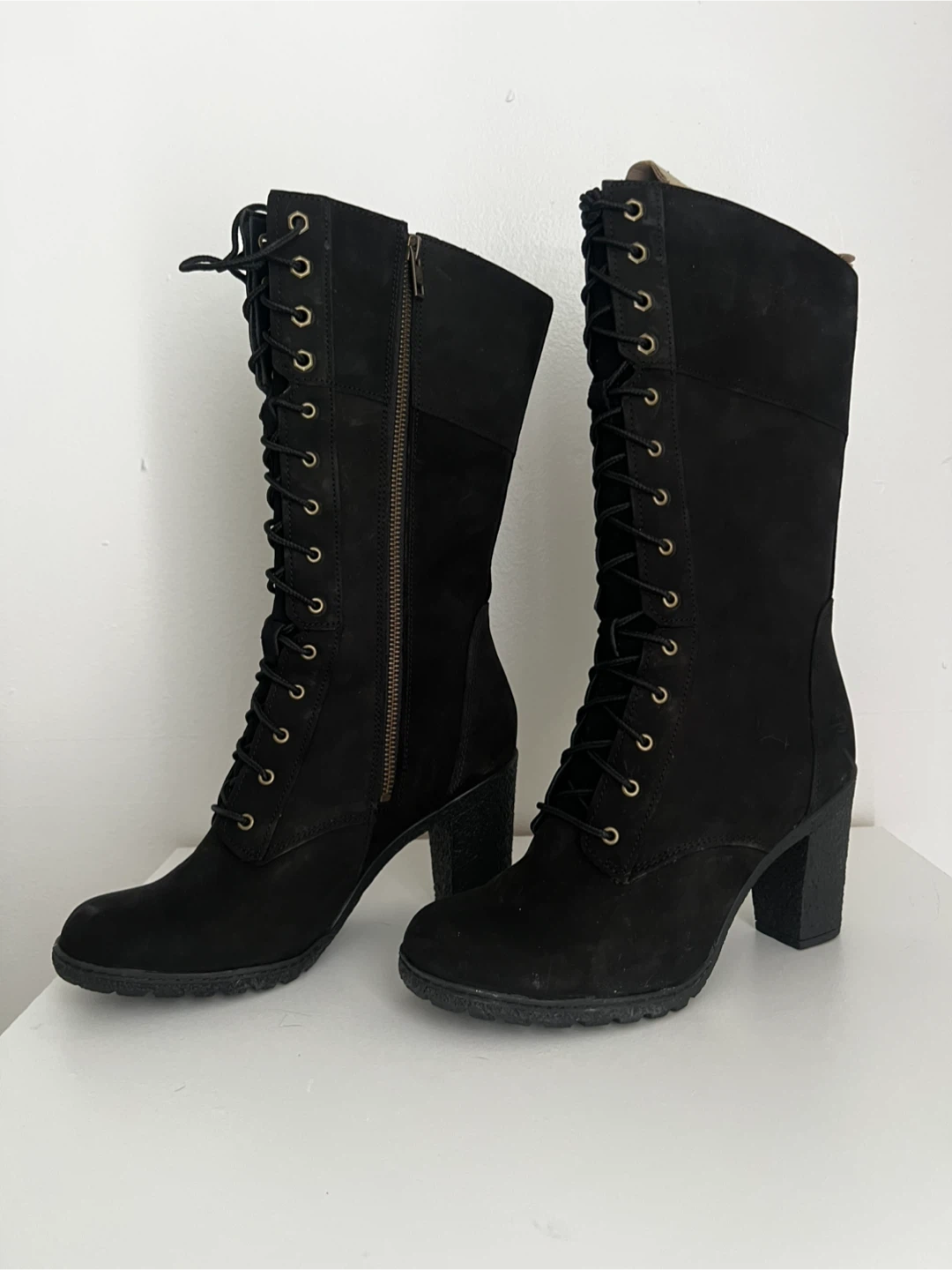 Timberland Black Suede Lace Up Heel Boots - photo 3