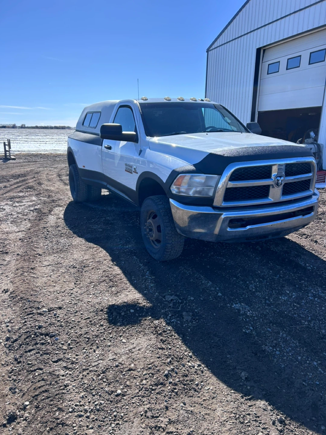 White Ram 3500 Dually Pickup Truck with Cap
