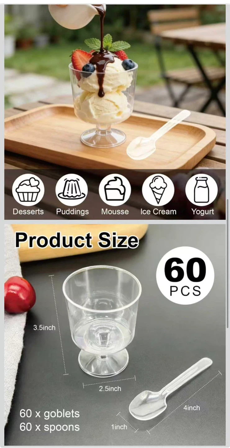 120pcs Clear Plastic Dessert Cups with Spoons - photo 3