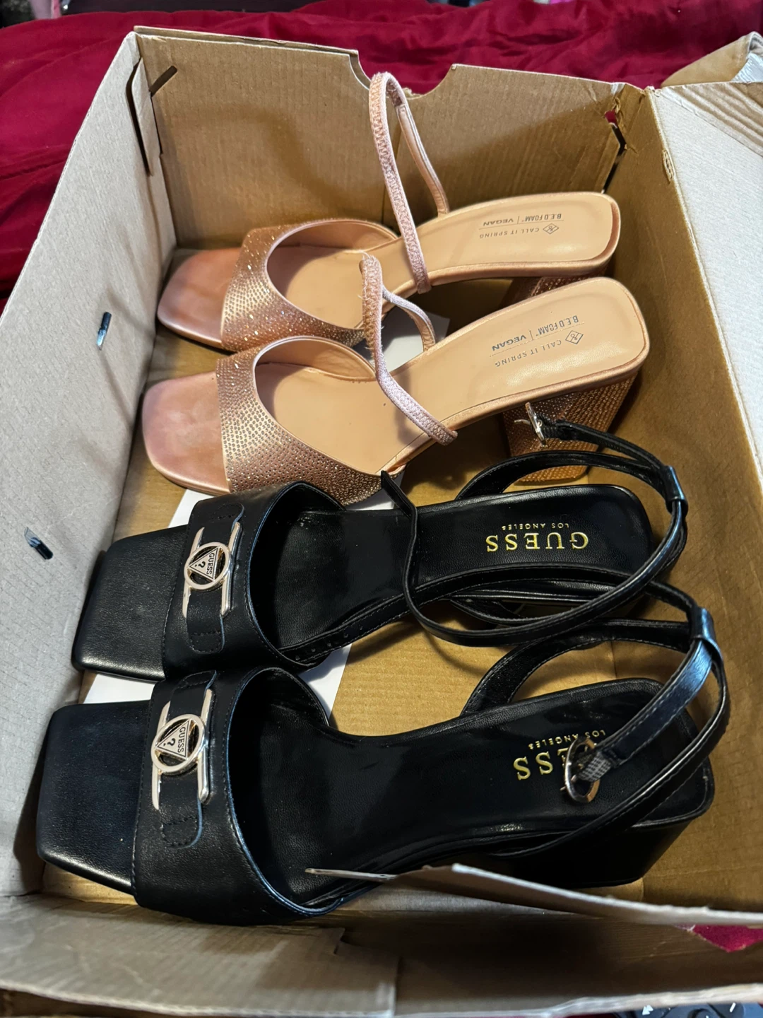 Size 9 Guess Black Wedge Heels & Call It Spring Rose Gold Heels