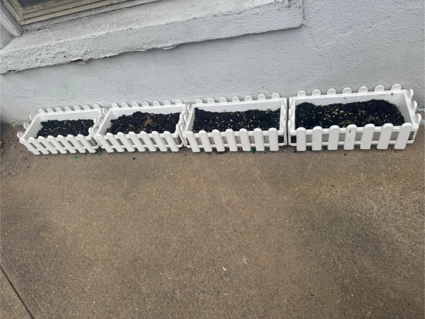 White Rectangular Planter Box with Fence Detail (Set of 4)