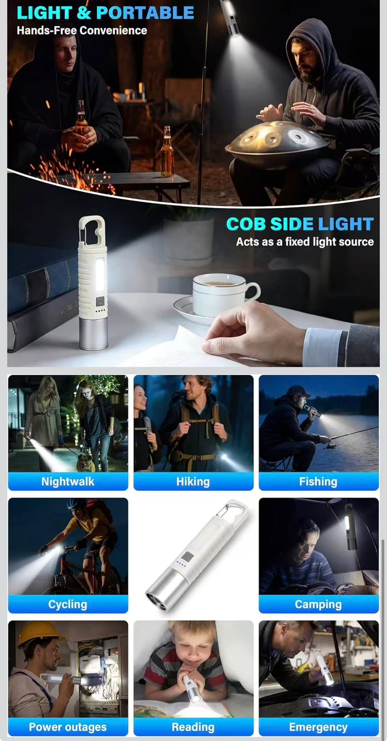 Super Brighter LED Zoomable Flashlight with COB Side Light - photo 3