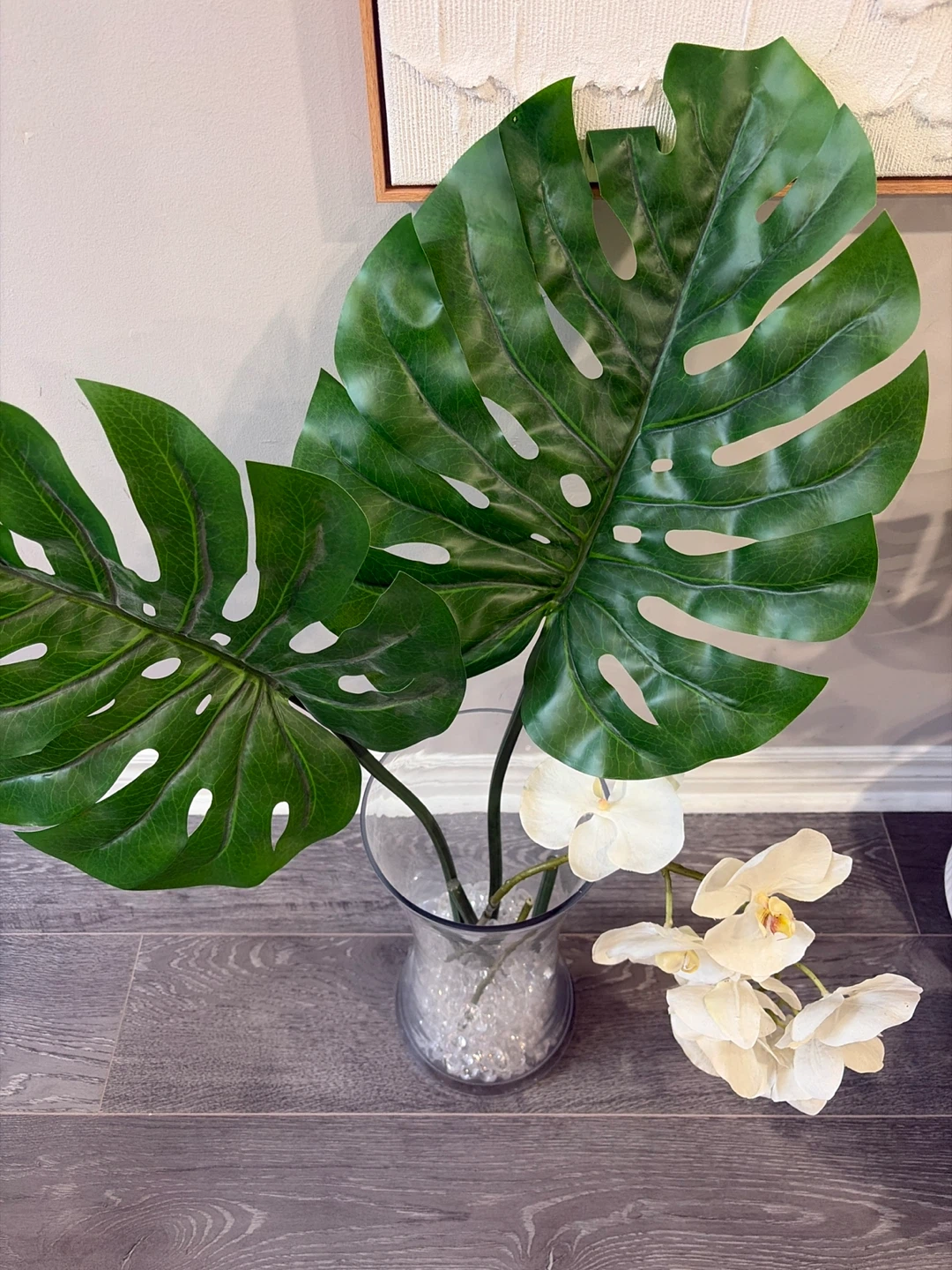 Artificial Monstera and Orchid Plant with Vase - photo 2