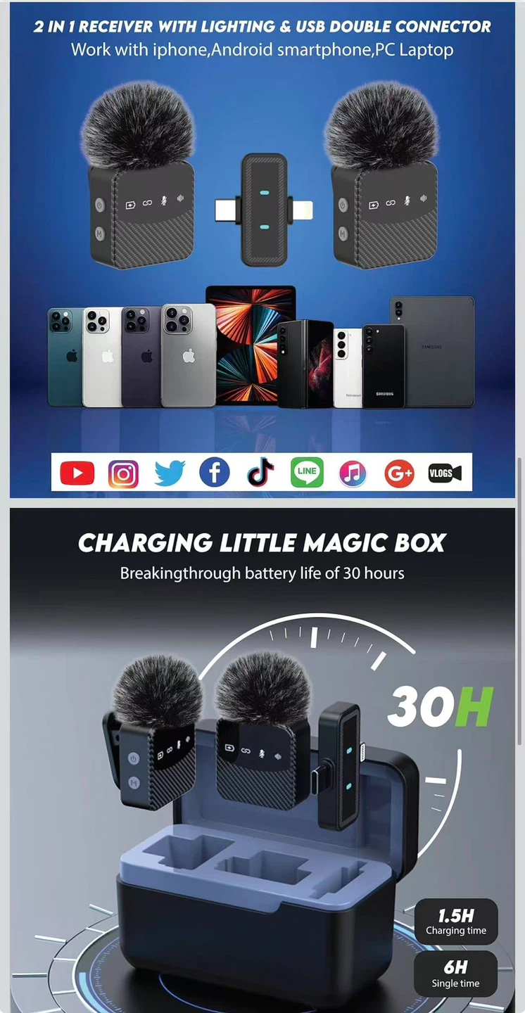 Wireless Lavalier Microphone System with Charging Case - photo 3