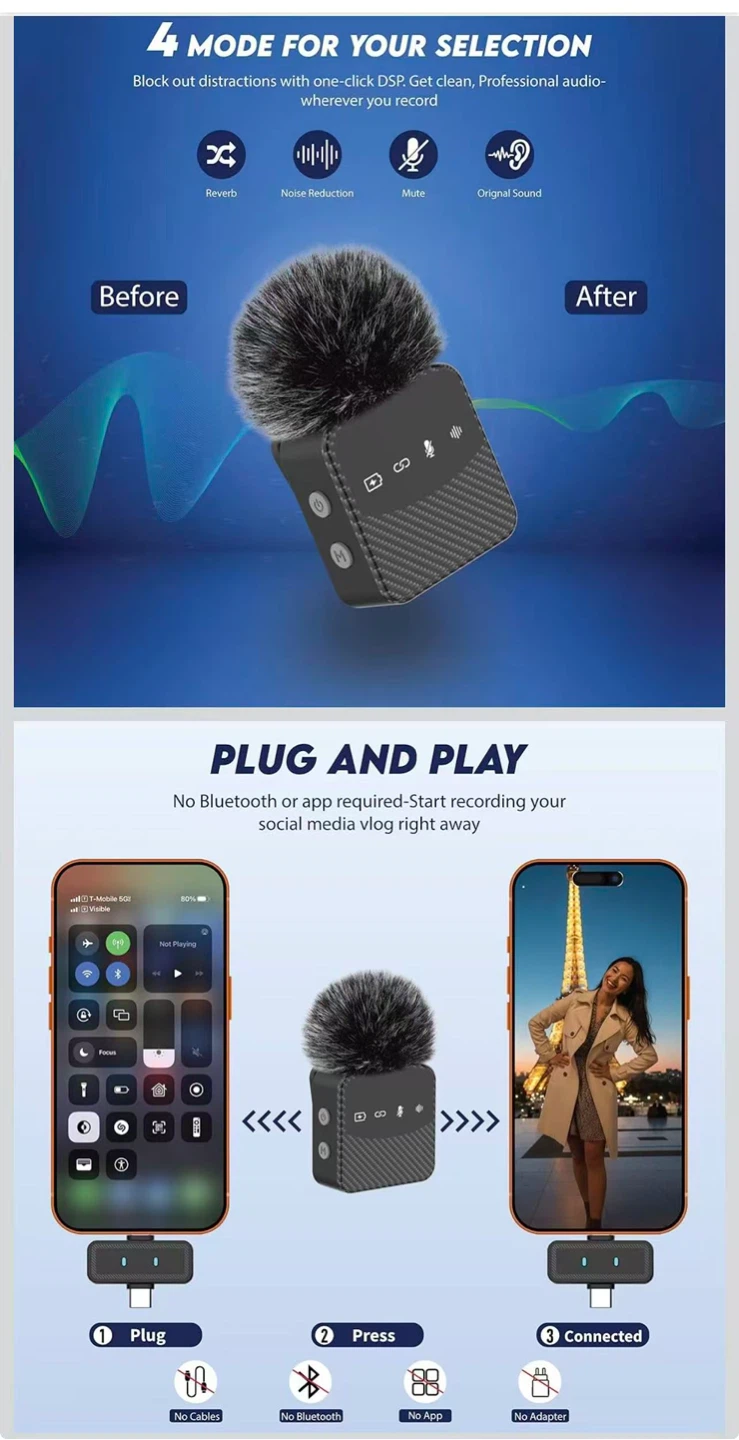 Wireless Lavalier Microphone System with Charging Case - photo 2