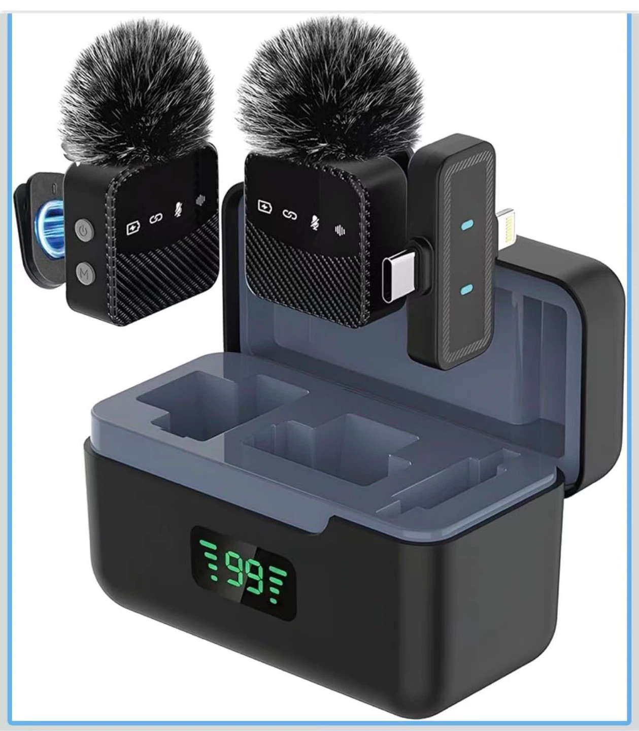 Wireless Lavalier Microphone System with Charging Case