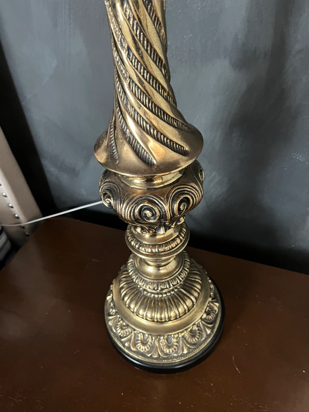 Vintage Brass Table Lamp with Black Shade (2 lamps price for 1) - photo 3