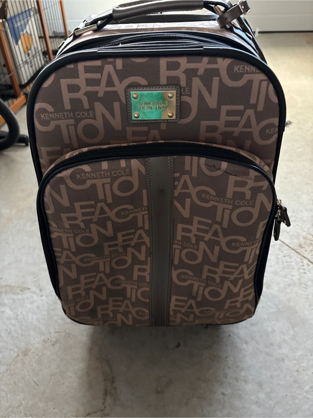 Carry On Kenneth Cole  Rolling Suitcase - Brown Logo Print