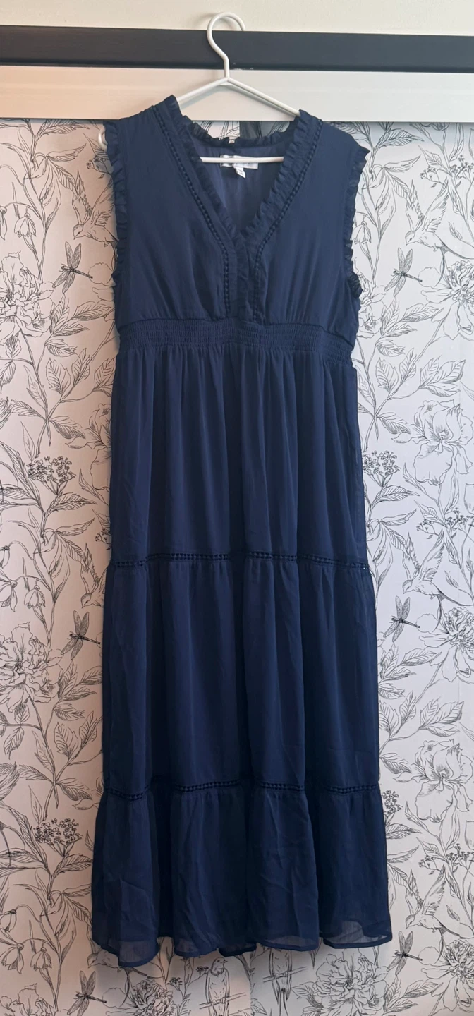 Cristina B Navy Blue Maxi Dress Size L, $10