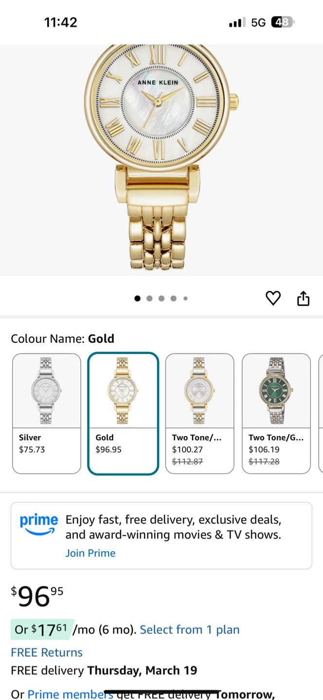 Anne Klein Gold Tone Watch
