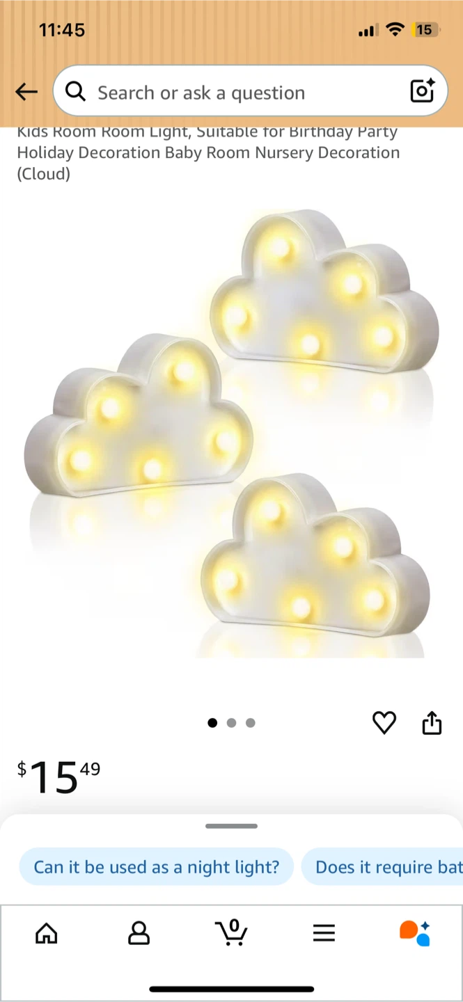 NEW! 3 Cloud Shaped LED Night Lights