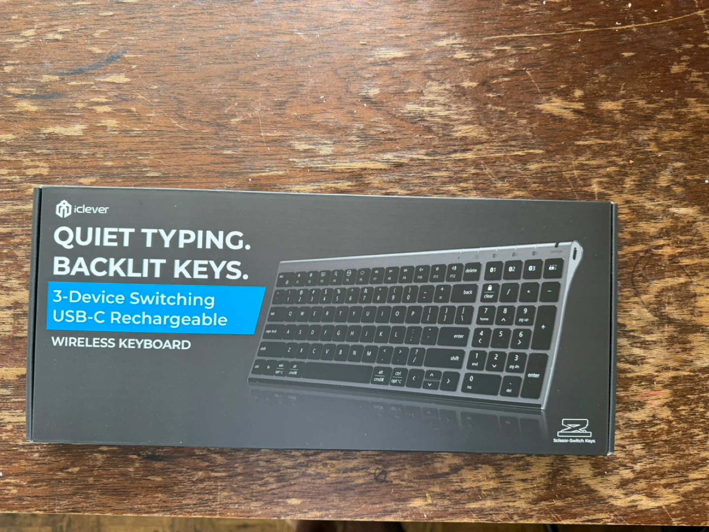 iClever Wireless Keyboard - Backlit, 3-Device Switching