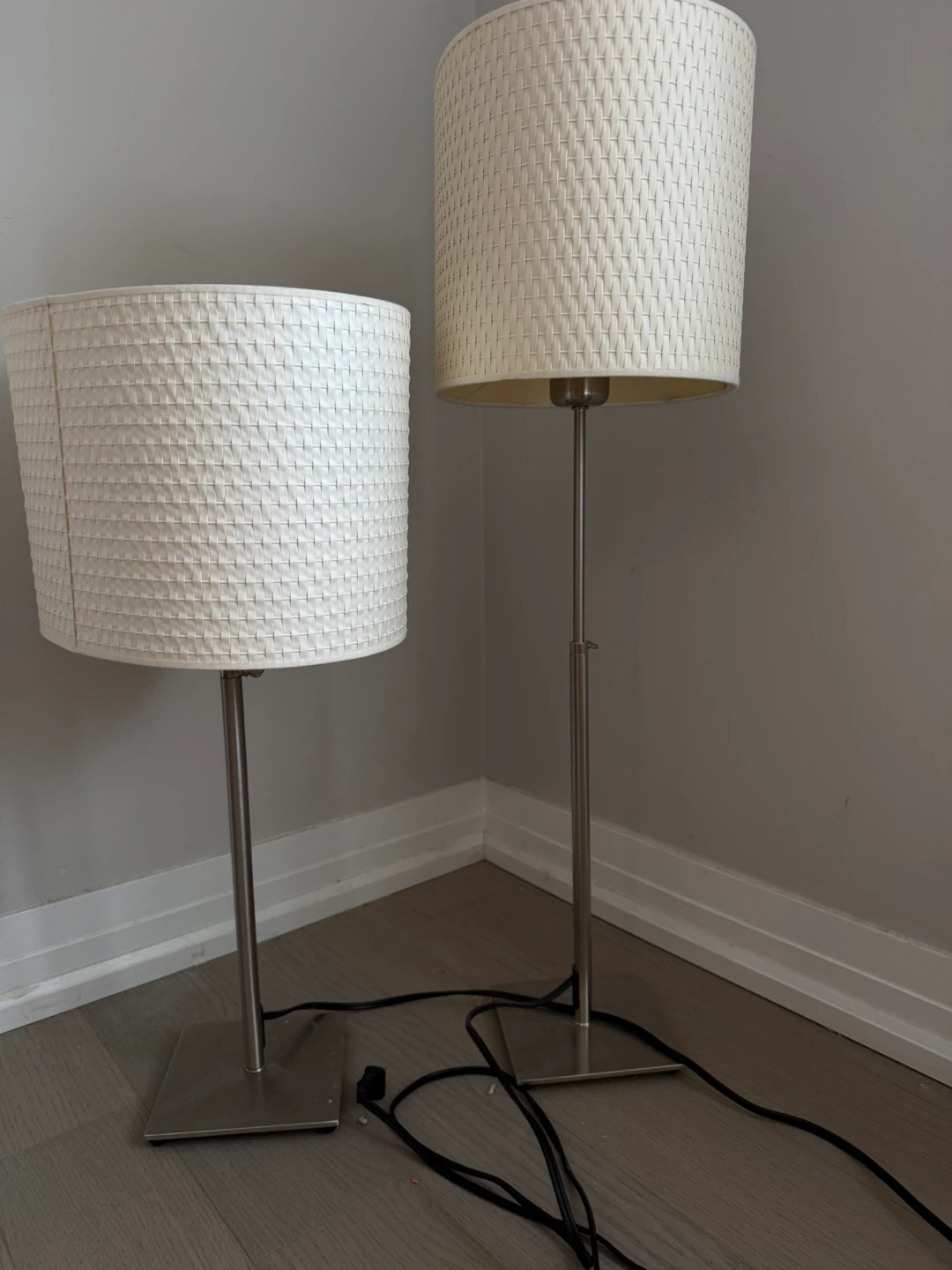 Two Lamps with Silver Stands Adjustable