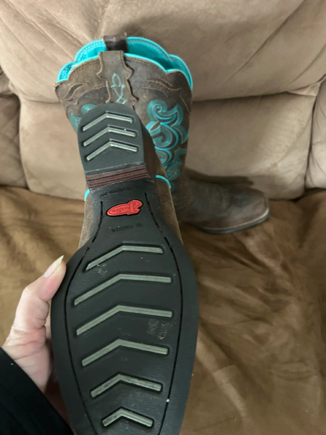 Justin Brown Turquoise Embroidered Cowgirl Boots - photo 2