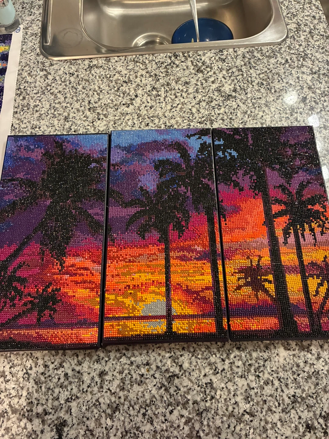Set of 3 Diamond Painting Canvases - Tropical Sunset