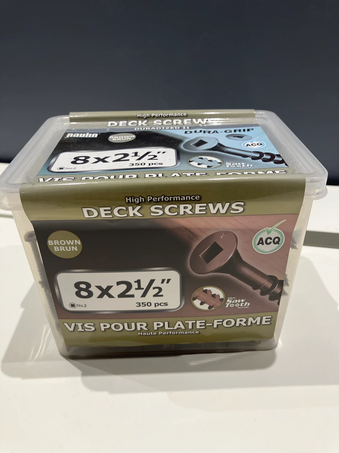 Paulin 8 x 2 1/2 inch Deck Screws - Brown Brun (350 pcs)