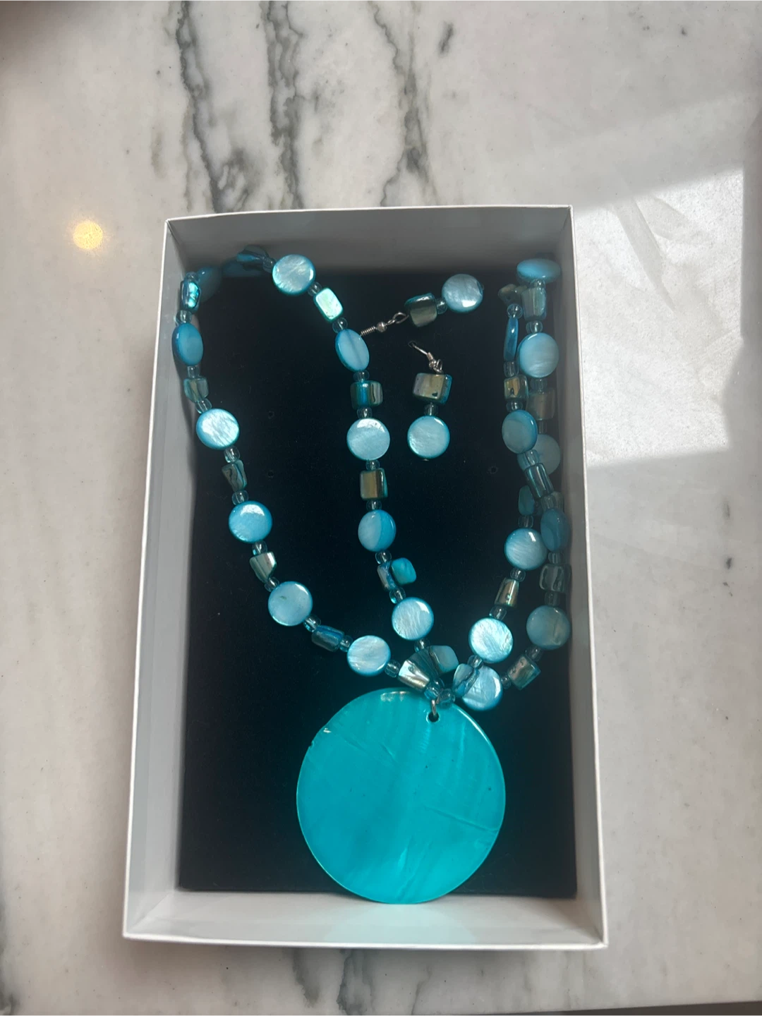 Turquoise Beaded Necklace and Earring Set
