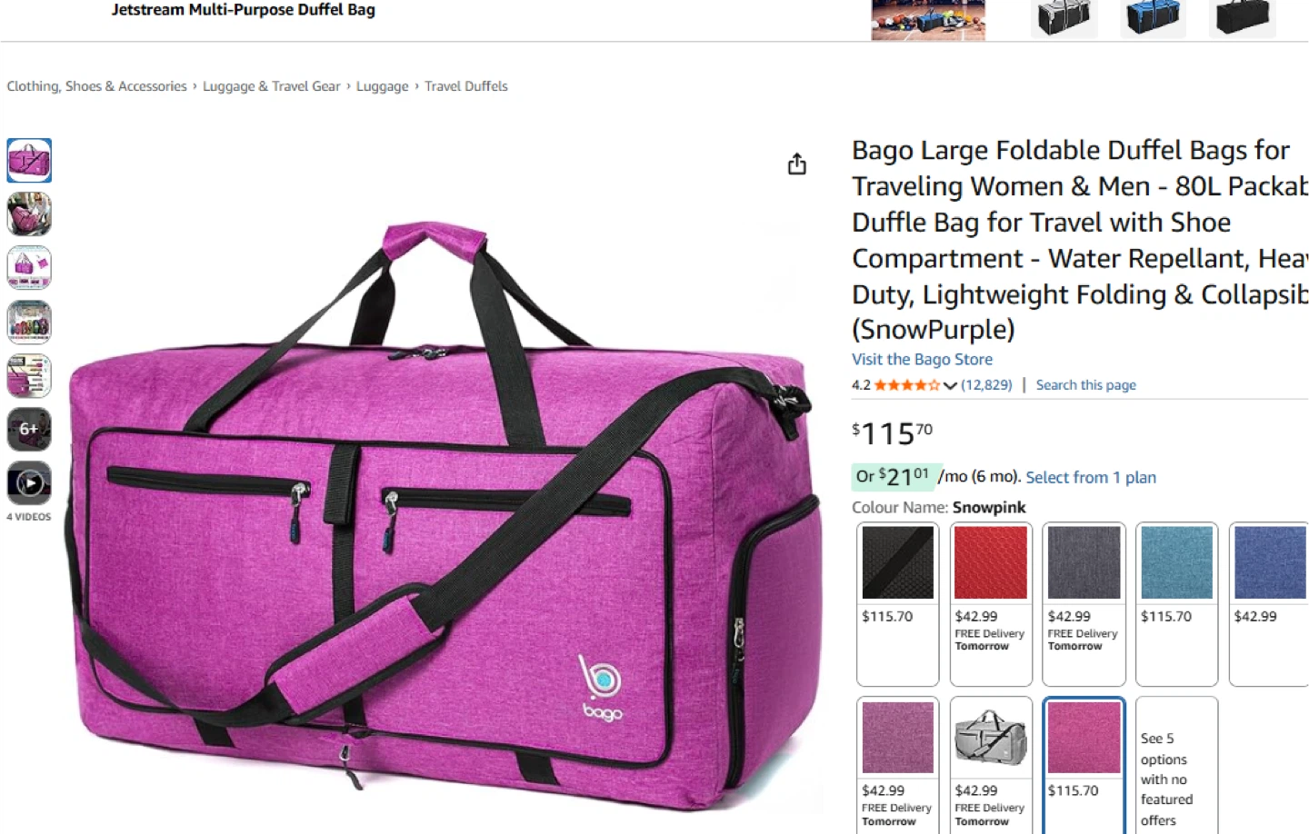 Bago 80L Foldable Duffle Bag