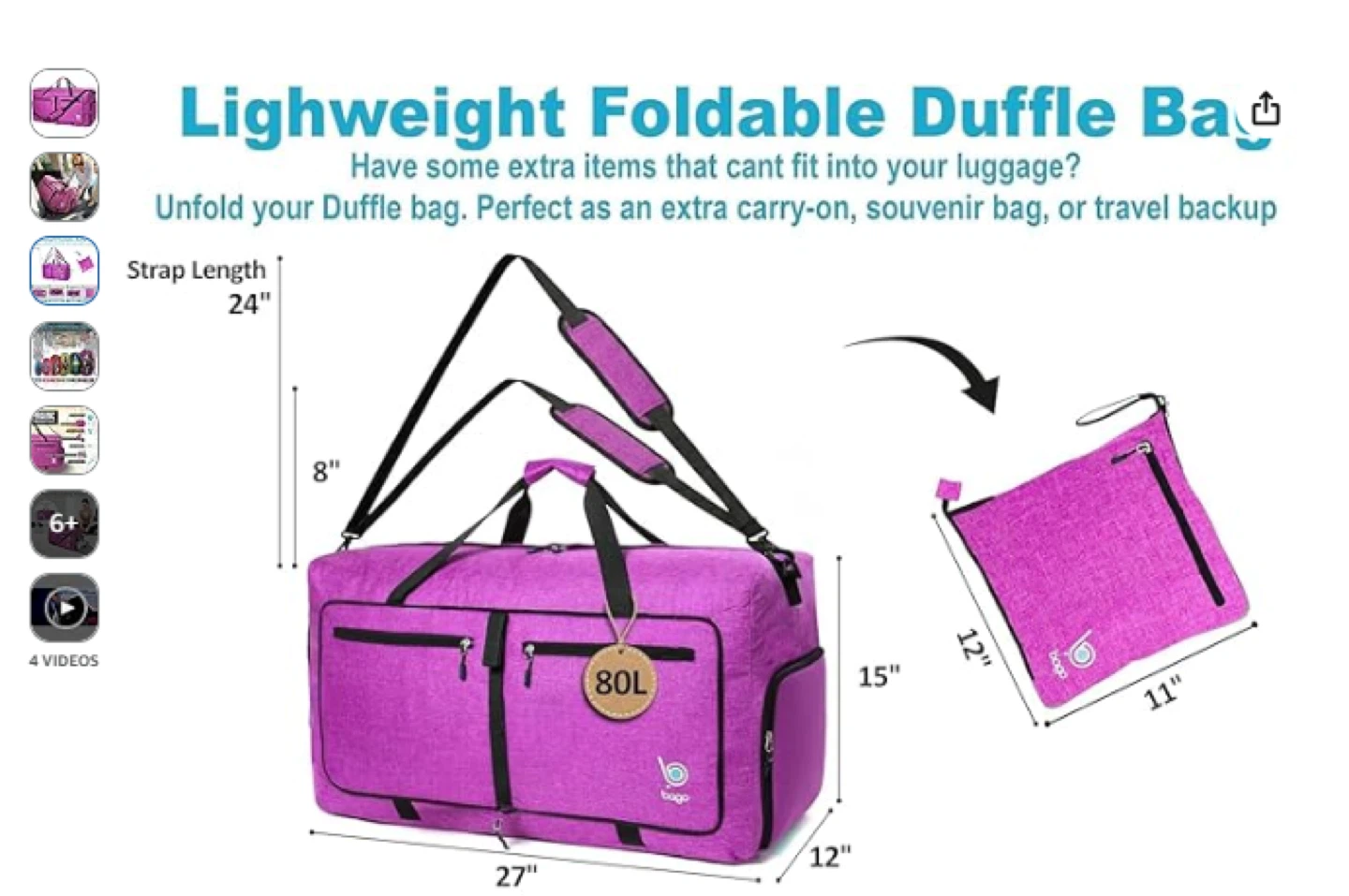 Bago 80L Foldable Duffle Bag - photo 3