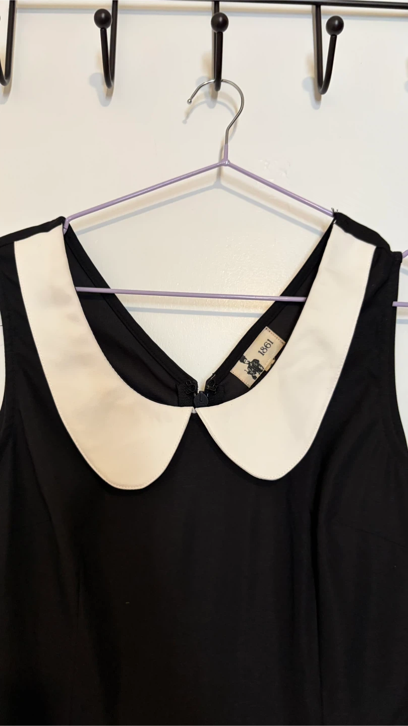 Boutique 1861 Black Dress with White Peter Pan Collar - Size S - photo 2