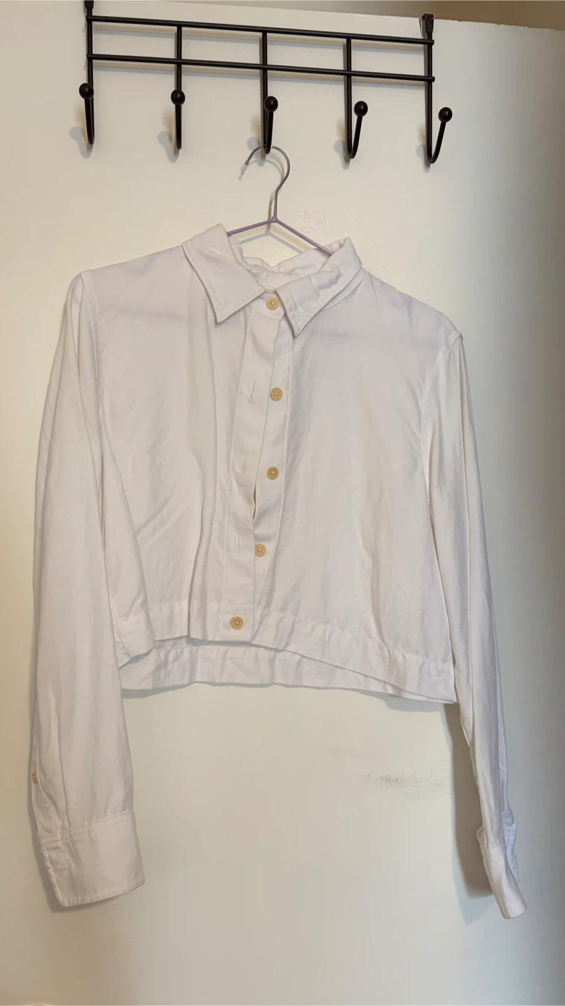 Wilfred XS white cropped button down shirt