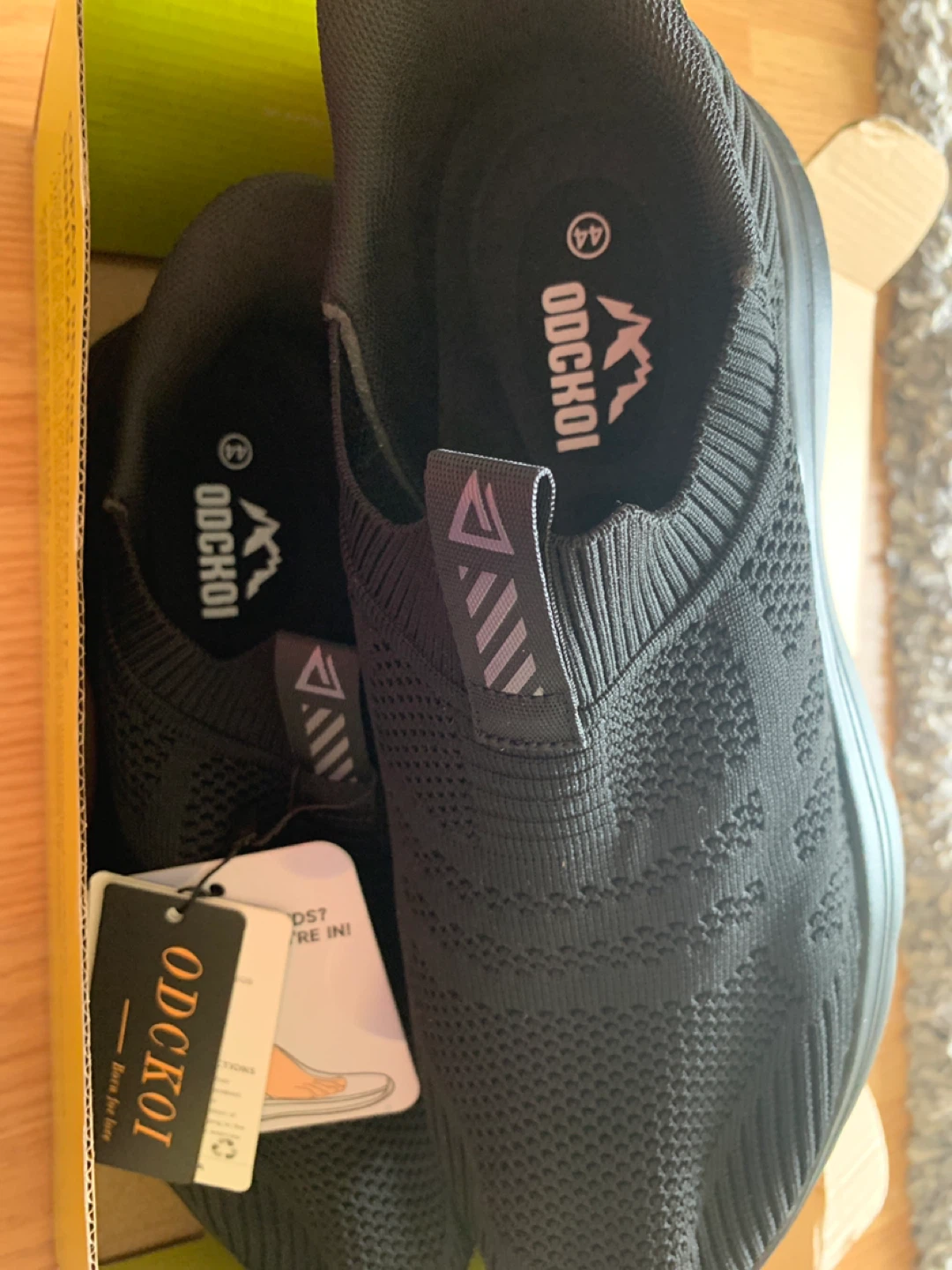 ODCKOI Black Knit Slip-On Shoes Size 44