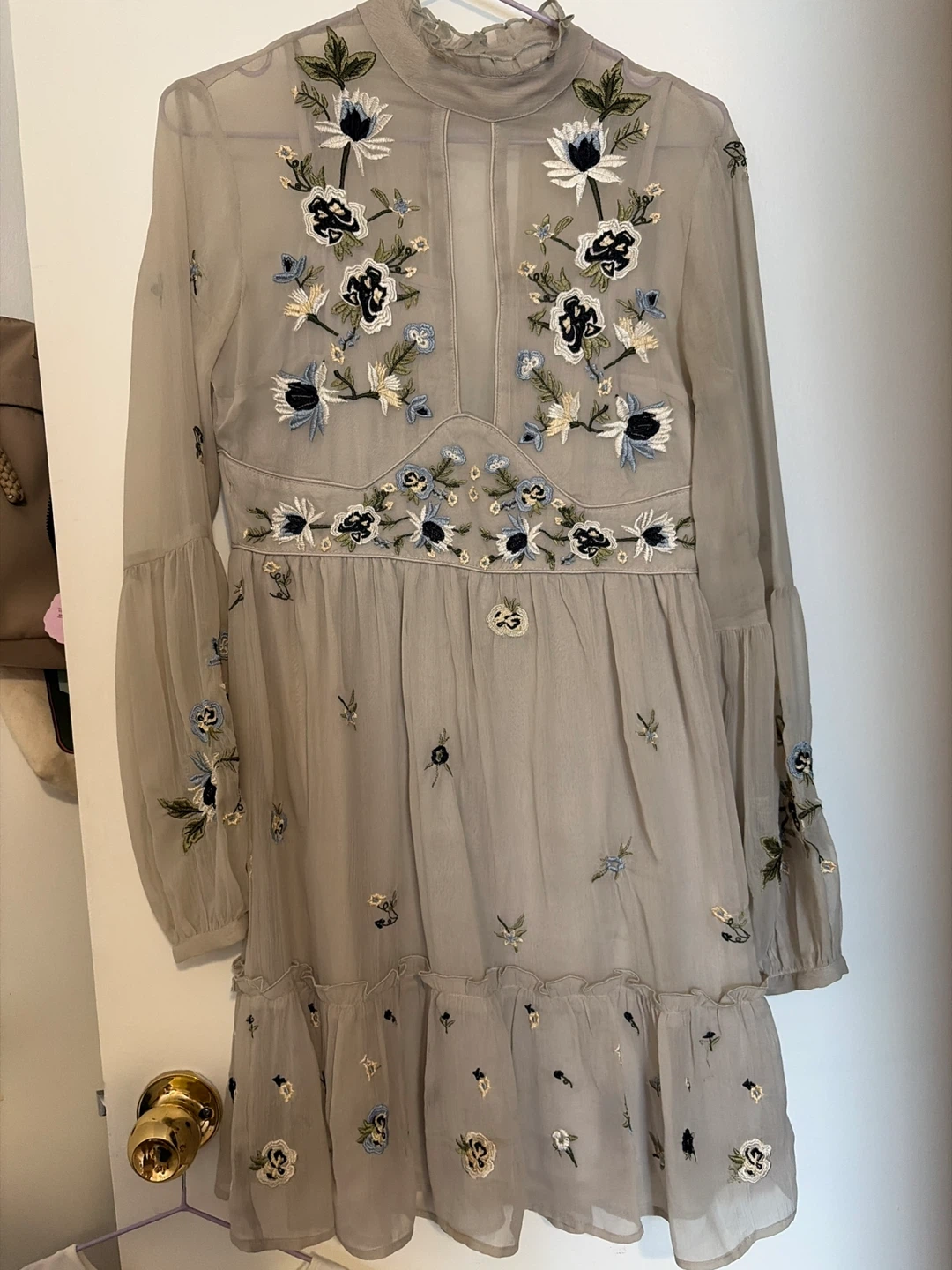 Embroidered Chiffon Dress