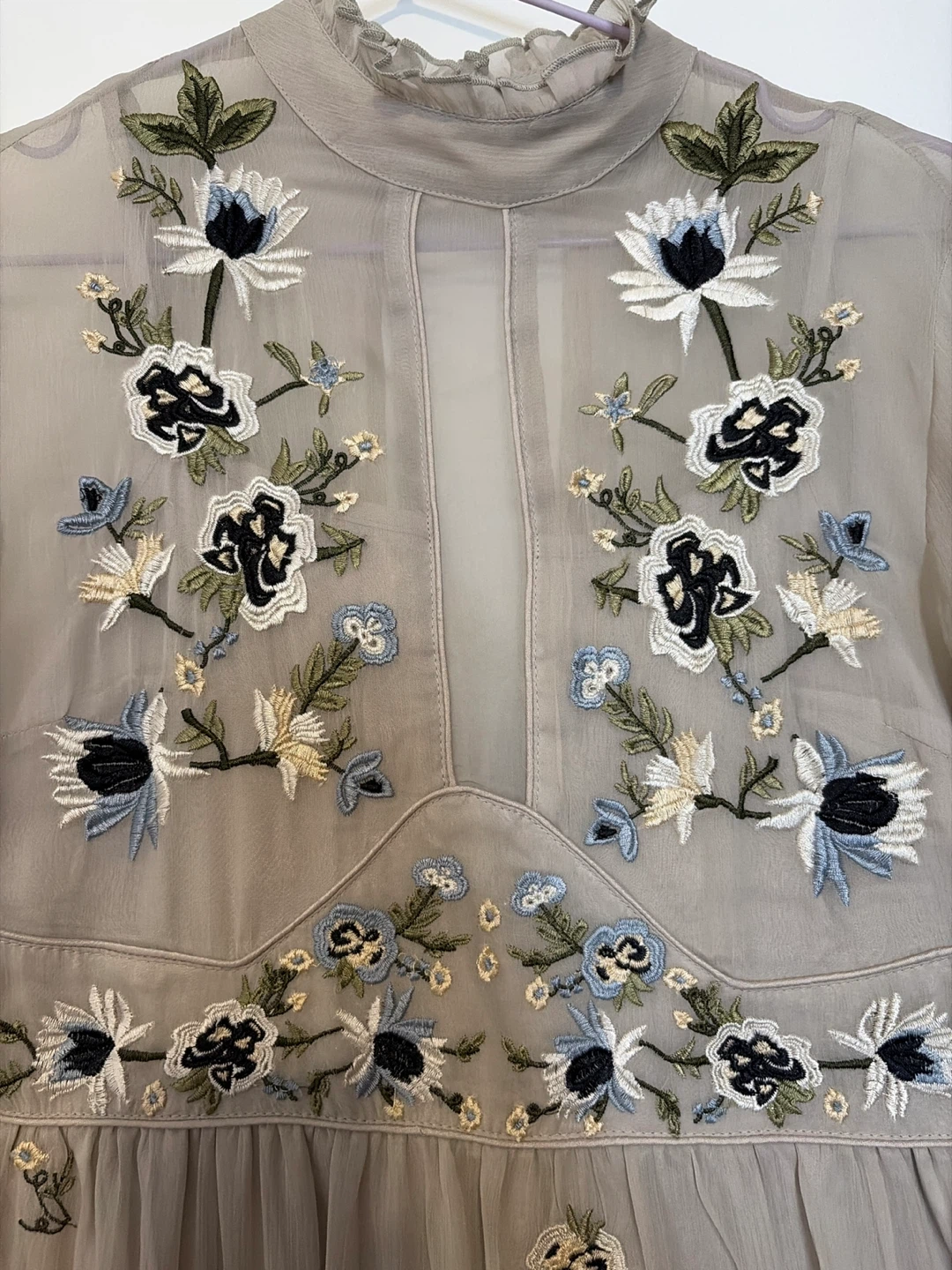 Embroidered Chiffon Dress - photo 4