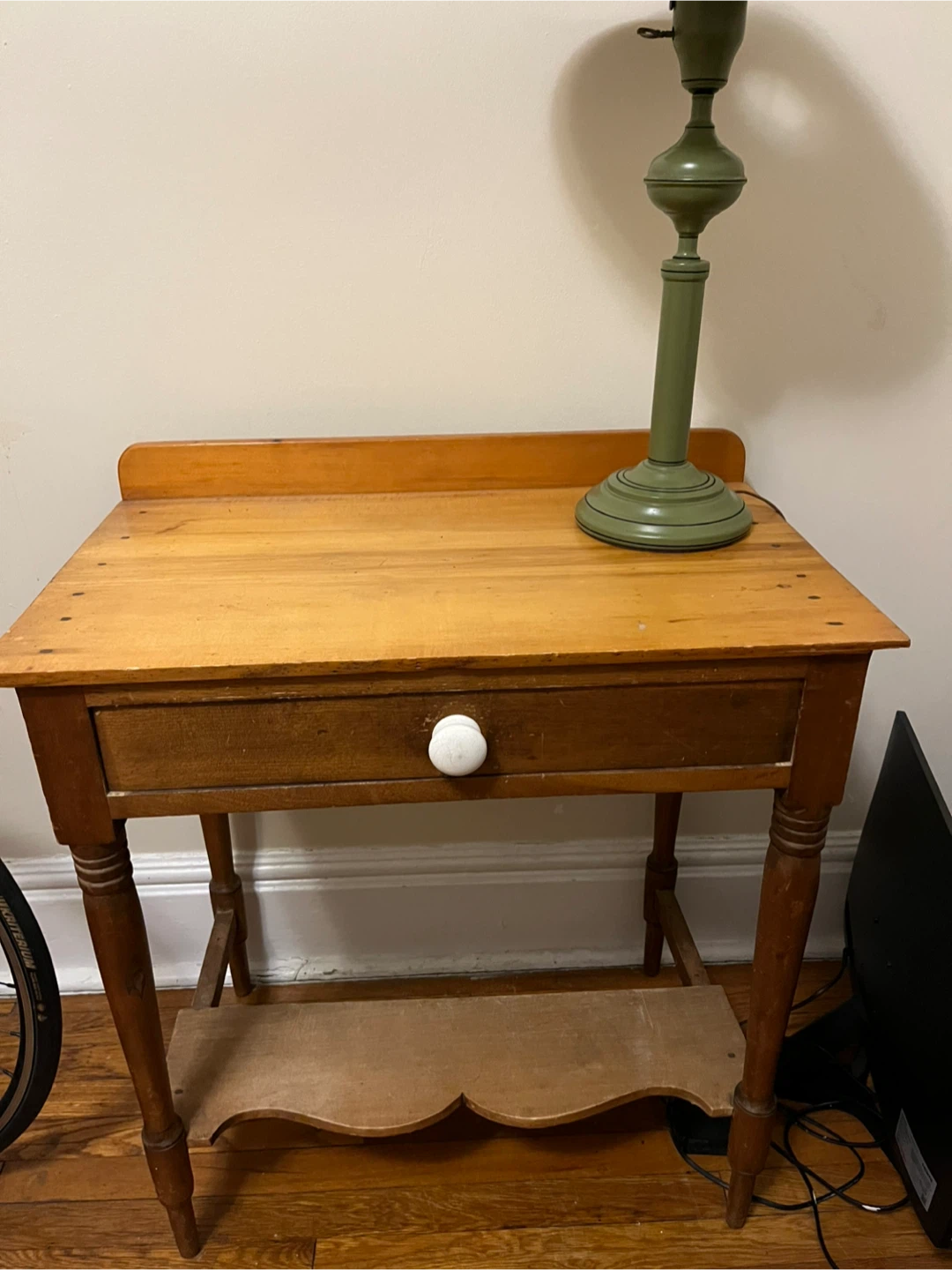 Vintage Wooden Side Table with Drawer