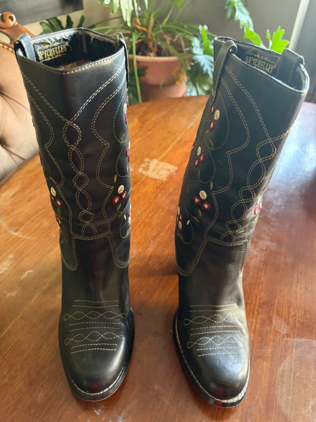 Seychelles Black Embroidered Cowboy Boots - photo 2